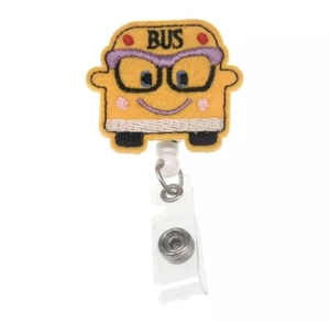 Felt School Bus Shape Badge Holder Cute Retractable ID Badge Reel - Picture 1 of 2