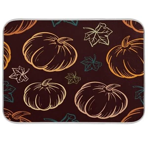 Colorful Flower Dish Drying Mat Navy Blue Reversible 18x24 Kitchen Pad - Picture 1 of 7