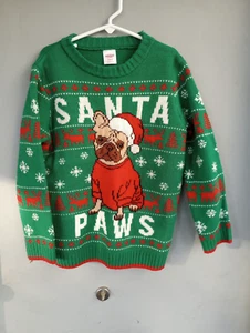 Holiday Time Santa Paws Pug Dog Christmas Sweater Boys Size Small 6-7 - Picture 1 of 3