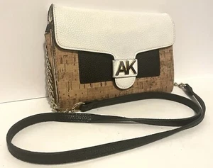 Anne Klein Cork Purse With White Textured Top. Crossbody Bag. - Picture 1 of 11