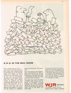 1959 WJR 760 AM Radio Station Detroit SRO in Mail Room art Vintage Print Ad  - Picture 1 of 1