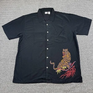 Vintage Utility HERREN XL Drache Tiger Tattoo Kunst asiatisch Knopfleiste Hemd Baumwollmischung - Bild 1 von 9