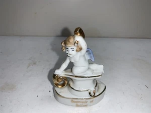 Belfast Ireland Souvenir Hand Painted Figurine Cherub on Boat - Picture 1 of 3