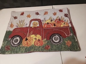 4 manteles individuales ROJOS para tapiz de camión con hojas de otoño calabazas y Golden Retriever (K - Imagen 1 de 3