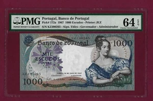 Portugal 1000 Escudos 1967 P-172 GEM UNC GRADED LOW SERIAL NUMBER  - Picture 1 of 2