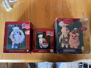 Set Of 3 Carlton Pillsbury Doughboy Ornaments 2004 2001 And 1997 - Picture 1 of 2