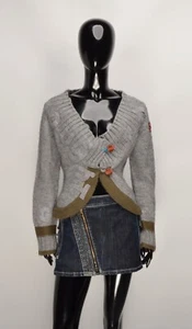 Guru Vintage Y2K Grunge Fairy Wool Blend Knitted Gray Cardigan Size M - Picture 1 of 12