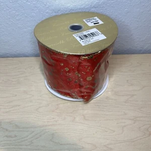 Farris Silk Designer Ribbon Red Glitter Spot 4" x 10yd Christmas / Wreath New - Picture 1 of 6