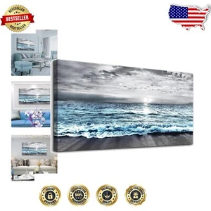 20x40 Canvas Art - Stunning Black & White Ocean Wave Poster - Picture 1 of 8