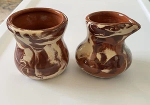 Clays in Calico Pottery Caldwell, Montana Creamer & Sugar Bowl Set - Picture 1 of 9