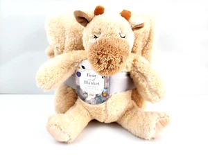 Bear and Blanket 2 Piece Gift Set Plush Cow Baby Child Kid Throw 40 x 50 - Picture 1 of 4