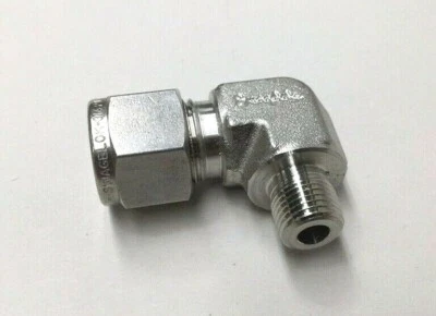 Swagelok SS-600-2-2 Elbow Fitting 3/8" Tube x 1/8" MNPT 316 Stainless Steel - Image 1 of 4