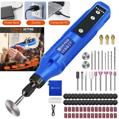 DAYPLUS® Mini Multifunktionswerkzeug Dremel Akku Mehrzweck Drehwerkzeug 80Tlg 5Gänge Set