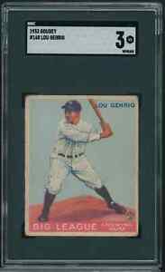 1933 Goudey Baseball #160 Lou Gehrig Rookie Card Graded SGC 3 VG B7