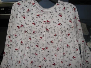 DAMEN NACHTHEMD GRÖSSE MEDIUM (8-10) LANG VELOURS WINTER ROT CARDINALS URLAUB NEU - Bild 1 von 5