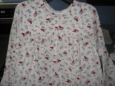 CAMISÓN MUJER TALLA MEDIANA (8-10) LARGO TERCIOPELO INVIERNO ROJO CARDENALES VACACIONES NUEVO Foto 1 de 4