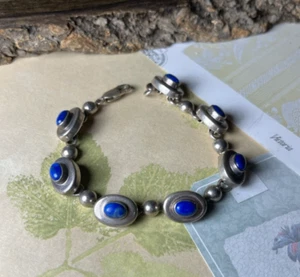 Sterling Silver Lapis Lazuli Bracelet V666 - Picture 1 of 5