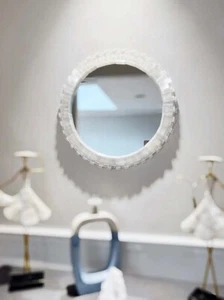 Selenite Stone Top Mirror, Luxury Gemstone Mirror Frame, Bathroom Mirror Decors - Bild 1 von 3