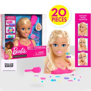Barbie Fashionistas blonder Haarstylingkopf mit 20 Zubehörteilen und Bürste - Bild 1 von 4