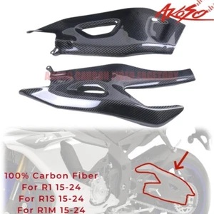 Real Carbon Fiber For Yamaha R1 / M 2015-2024 Swingarm Cover Protectors MT10 17+ - Picture 1 of 9