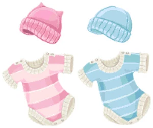 Mädchen & Junge Baby Body Outfit rosa blau gezählt Kreuzstich Muster Pixel Art - Bild 1 von 4