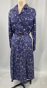 Vintage Seidenkleid GR. MEDIUM zweiteiliges Set ANNA UND FRANK Maritim Anker 90er - Bild 1 von 17