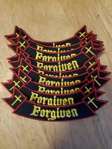 RELIGIOUS BIKER PATCH "FORGIVEN" RIBON patch SMALL NEW NICE - Picture 1 of 2
