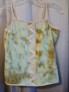 Nwt Tie Dye Corset look Tank top Cami women S Mint green brown Spaghetti strap - Picture 1 of 7