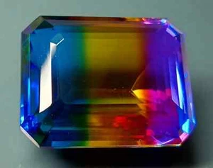 Awesome Bi-Colour Ametrine 102-103 Ct Emerald Cut Certified Natural Gemstone - Picture 1 of 9