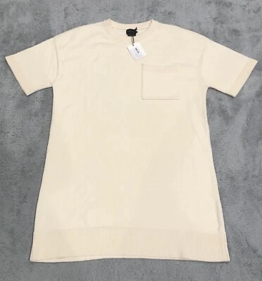 Hatch The Cotton Reese Knit Tee Shirt Dress Size 3 Ivory Sweater Short Sleeve - Image 1 of 4