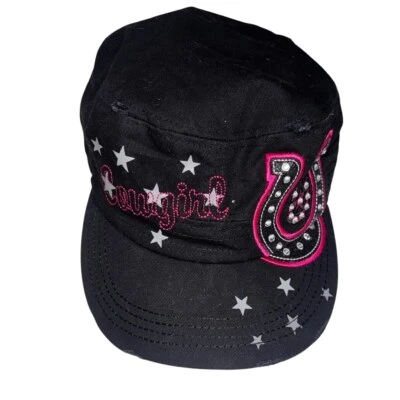 Luxury Headwear Black Pink canvas Cowgirl Horse Shoe design - Image 1 of 4