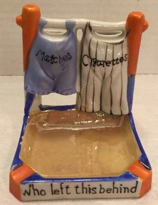 VINTAGE ASHTRAY/CIGARETTE AND MATCH HOLDER JAPAN luster ware baseball - Picture 1 of 9