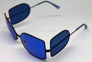 GAFAS DE SOL SHADOWS COSPLAY DEPP CAZADOR DE VAMPIROS ENVOLVENTES LENTES AZULES MARCO NEGRO - Imagen 1 de 3