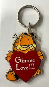 Portachiavi Vintage GARFIELD Enesco Plastica Figura Anello 1990 Gimme Love!! - Foto 1 di 2