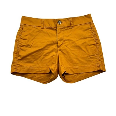 Pantalones cortos antiguos azul marino para mujer 2 mostaza elásticos frente plano Foto 1 de 3