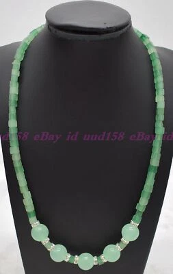 AAA 100% Natural 5x5mm Green Aventurine Cube Gemstone Beads Necklace 16-28" - Image 1 of 4