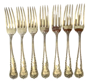 Sterling Gorham Cromwell 1893 Set Lot 7 Forks Silver Durgin Div Brunner Bros F - Picture 1 of 10