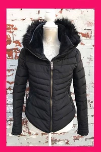 ZARA COAT PUFFA STYLE JACKET ANORAK/ FAUX FUR COLLAR + HOOD (M) SCHOOL COAT/369 - Picture 1 of 12