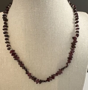 Amethyst Chunk Stone Necklace Hand Knotted 16" 18.3g Sterling Silver 925 Clasp - Picture 1 of 9