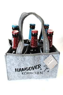 Herrenhandtasche Bier mit 6 Fächern bestickter Text 23 x 15 x 13 cm Hellgrau - Bild 1 von 2