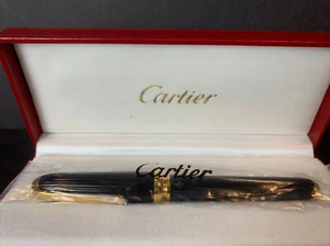Cartier schwarz Verbund Füllfederhalter Feder 18K Gold Neu alter Lagerbestand mit OVP - Bild 1 von 7