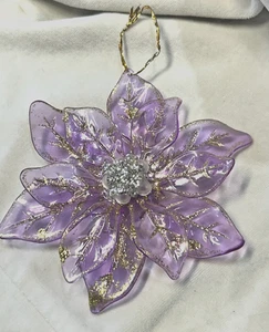 Vintage Christmas Acrylic Purple Poinsettia - Picture 1 of 3