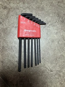Snap-on BHS7A 7 pc SAE L-Shaped Ball Hex Wrench Set 5/64”- 3/16" EDC Pocket Size - Picture 1 of 2