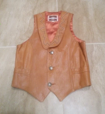 Chaleco de cuero vintage para hombre Pioneer Wear Western Albuquerque tostado talla 36 Foto 1 de 4