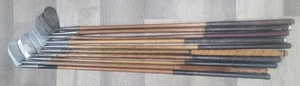 10 Antique Vintage Hickory Wood Shaft Golf Clubs All Lofts Swing Wgts C-6 Higher - Picture 1 of 16