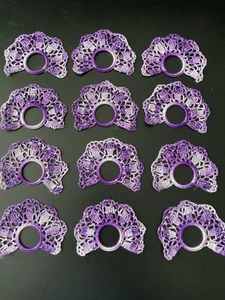 12 X Hand Crochet Purple & Silver Napkin Holders. - Picture 1 of 3