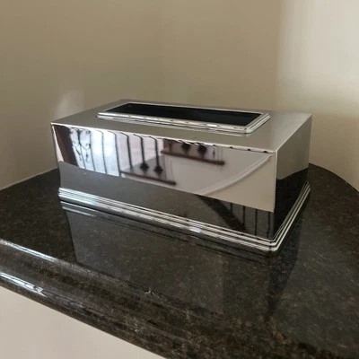 Restoration Hardware NEWBURY RECTANGULAR TISSUE COVER Polished Chrome - Image 1 of 2