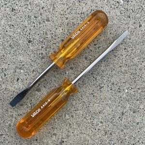 Vintage VACO Flat Slotted Screwdriver A416-3 & A416-4 1/4” Amber Handle Set NEW - Bild 1 von 6