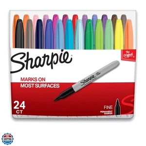 Permanentmarker, feine Spitze, verschiedene Farben, 24 Stück - Bild 1 von 7