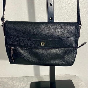 Lodis schwarz genarbtes Leder Crossbody/Schultertasche 7,5x11" Reise Hochzeit formell - Bild 1 von 10